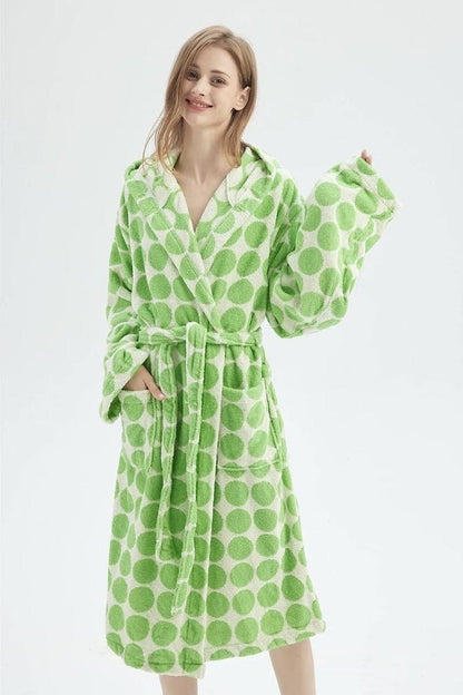 Whimsical Polka Dot Hooded Bath Robe - 100% Organic Long-Stapled Cotton - Baby Organic