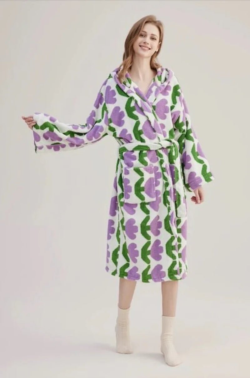 Whimsical Tulip Hooded Bath Robe - 100% Organic Long-Stapled Cotton - Baby Organic