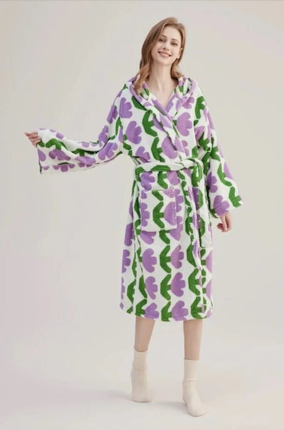 Whimsical Tulip Hooded Bath Robe - 100% Organic Long-Stapled Cotton - Baby Organic