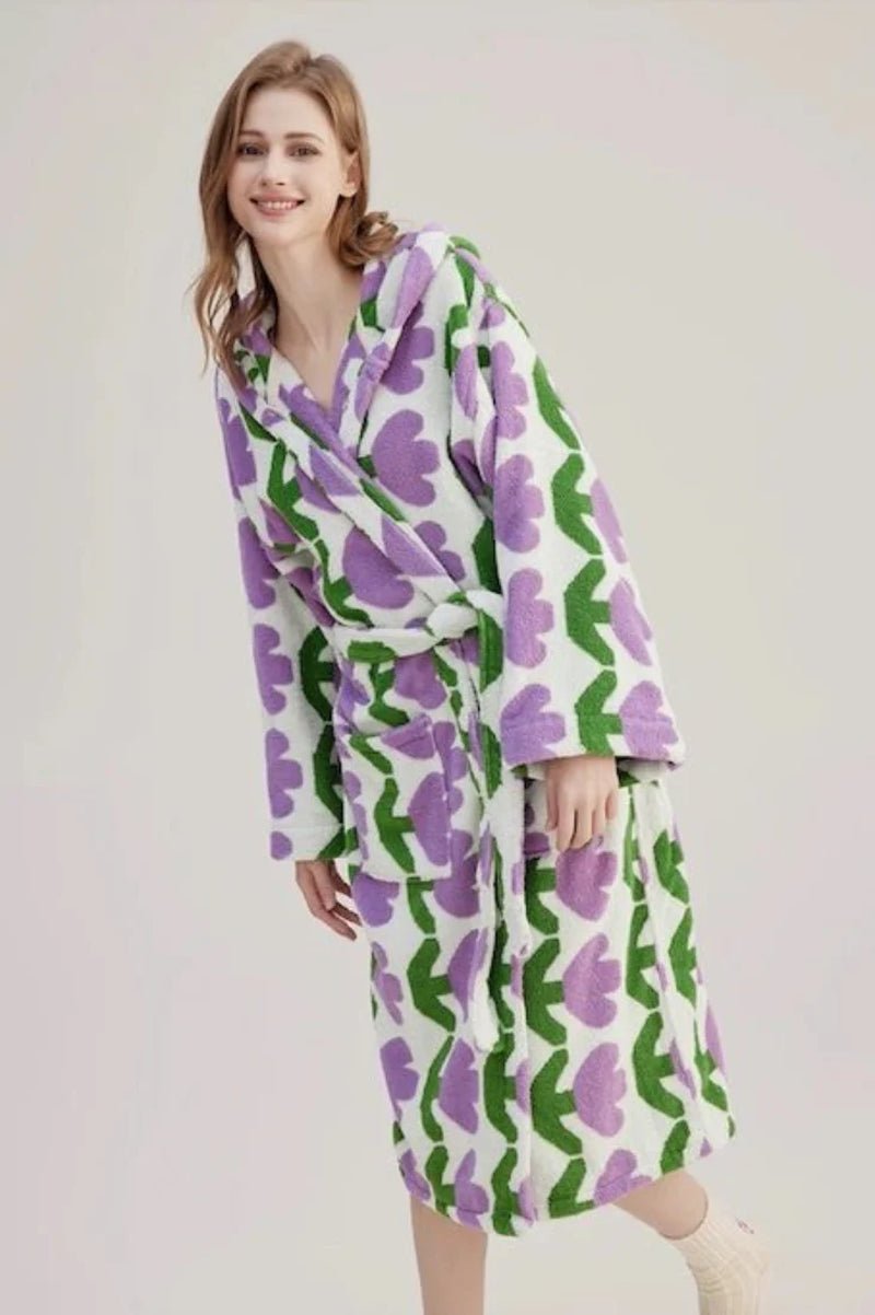 Whimsical Tulip Hooded Bath Robe - 100% Organic Long-Stapled Cotton - Baby Organic