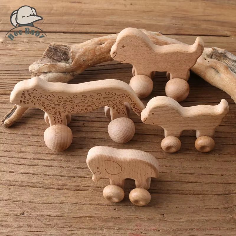 Wooden Child Block for Babies BPA Free Organic Beech Animal Shape Baby Toy Car Montessori Toys Brain Game Handmade Crafts Gifts - Baby Organic