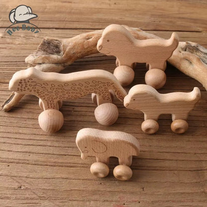 Wooden Child Block for Babies BPA Free Organic Beech Animal Shape Baby Toy Car Montessori Toys Brain Game Handmade Crafts Gifts - Baby Organic