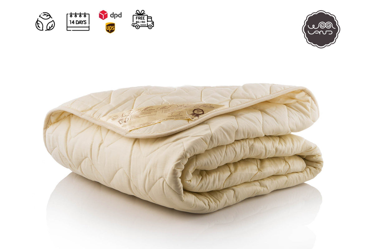 Wool and cotton sateen quilt, natural wool duvet insert - Baby Organic