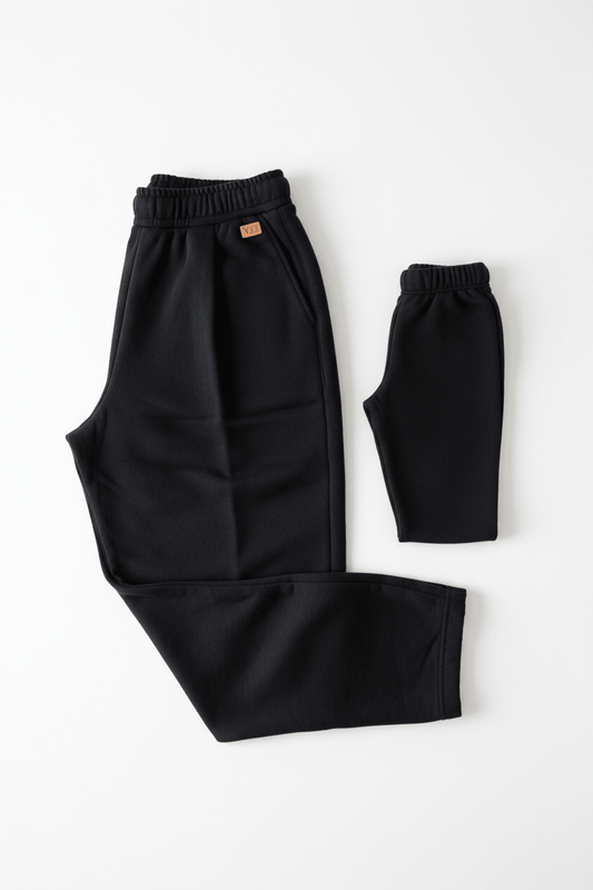 Y33 Pleated Baggy Organic Sweatpants - Midnight Black [Pre-Order] - Baby Organic