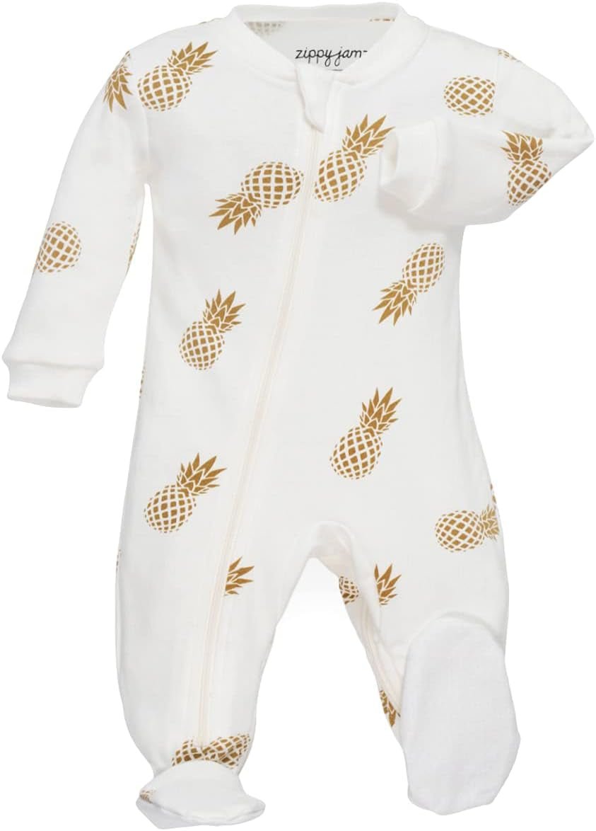 – Zipper Organic Sleeper Footed Onesies Sleeper Baby Pajamas with Inseam Zipper - Baby Organic