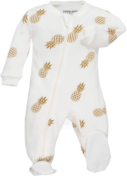 – Zipper Organic Sleeper Footed Onesies Sleeper Baby Pajamas with Inseam Zipper - Baby Organic