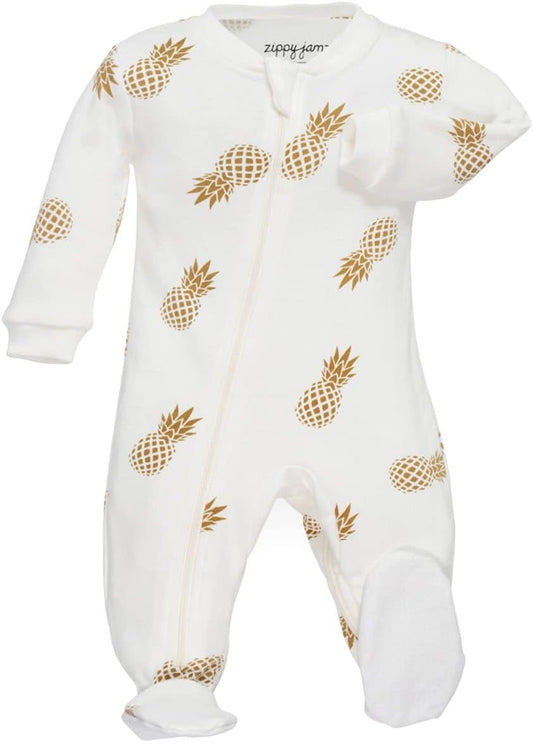 – Zipper Organic Sleeper Footed Onesies Sleeper Baby Pajamas with Inseam Zipper - Baby Organic
